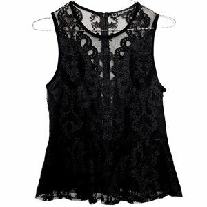 FOR LOVE AND LEMONS Black Lace Shell Top - Size S